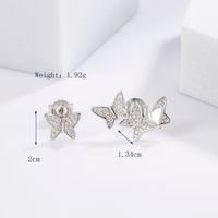 1 Pair Cute Sweet Circle Snake Butterfly Plating Inlay Sterling Silver Zircon White Gold Plated Ear Studs main image 2