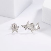 1 Pair Cute Sweet Circle Snake Butterfly Plating Inlay Sterling Silver Zircon White Gold Plated Ear Studs main image 4