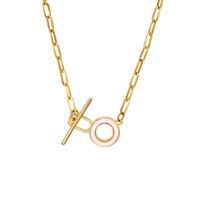 Stainless Steel Gold Plated IG Style Simple Style Circle Toggle Inlay Shell Necklace main image 5