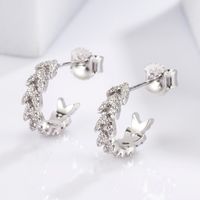 1 Pair Cute Sweet Circle Snake Butterfly Plating Inlay Sterling Silver Zircon White Gold Plated Ear Studs main image 6