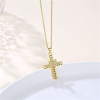 Wholesale Jewelry Casual Simple Style Butterfly Cross Stainless Steel Alloy Artificial Diamond Pendant Necklace sku image 1