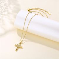 Wholesale Jewelry Casual Simple Style Butterfly Cross Stainless Steel Alloy Artificial Diamond Pendant Necklace main image 3