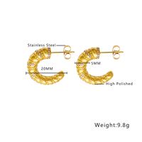 1 Par Casual Estilo Simple Forma De C Acero Titanio Circón Chapados en oro de 18k Pendientes sku image 1