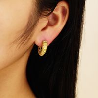 1 Pair Casual Simple Style C Shape Titanium Steel Zircon 18K Gold Plated Ear Studs main image 4