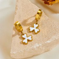 1 Pair Elegant Vintage Style Shamrock Plating Titanium Steel Acrylic 18K Gold Plated Drop Earrings main image 3