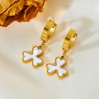 1 Pair Elegant Vintage Style Shamrock Plating Titanium Steel Acrylic 18K Gold Plated Drop Earrings sku image 2