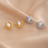 1 Pair Sweet Sun Stainless Steel Shell 18K Gold Plated Ear Studs main image 1