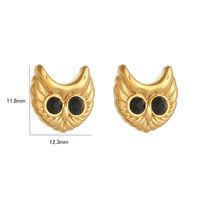 1 Pair IG Style Simple Style Heart Shape Owl Bow Knot Inlay Stainless Steel Rhinestones 18K Gold Plated Ear Studs main image 4