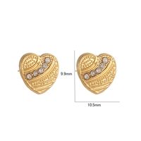 1 Pair IG Style Simple Style Heart Shape Owl Bow Knot Inlay Stainless Steel Rhinestones 18K Gold Plated Ear Studs main image 2