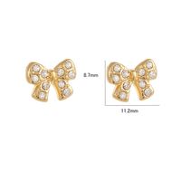 1 Pair IG Style Simple Style Heart Shape Owl Bow Knot Inlay Stainless Steel Rhinestones 18K Gold Plated Ear Studs sku image 2