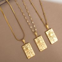 Stainless Steel 18K Gold Plated Retro Simple Style Sun Pendant Necklace main image 7
