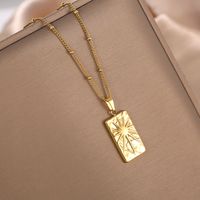 Stainless Steel 18K Gold Plated Retro Simple Style Sun Pendant Necklace main image 5