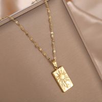Stainless Steel 18K Gold Plated Retro Simple Style Sun Pendant Necklace sku image 3