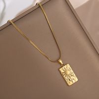 Stainless Steel 18K Gold Plated Retro Simple Style Sun Pendant Necklace sku image 1