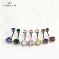 1 Piece Belly Rings Elegant Simple Style Solid Color Pure Titanium Inlay Zircon Belly Rings main image 9