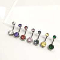 1 Piece Belly Rings Elegant Simple Style Solid Color Pure Titanium Inlay Zircon Belly Rings main image 1