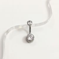 1 Piece Belly Rings Elegant Simple Style Solid Color Pure Titanium Inlay Zircon Belly Rings main image 2