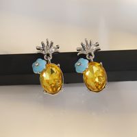 1 Pair Elegant Cute Sweet Pineapple Plating Inlay Copper Zircon 18K Gold Plated Drop Earrings main image 3