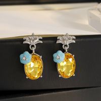 1 Pair Elegant Cute Sweet Pineapple Plating Inlay Copper Zircon 18K Gold Plated Drop Earrings main image 5