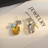 1 Pair Elegant Cute Sweet Pineapple Plating Inlay Copper Zircon 18K Gold Plated Drop Earrings main image 4