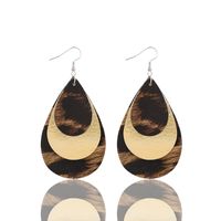 1 Pair Formal Simple Style Water Droplets Printing Pu Leather Drop Earrings sku image 3