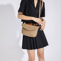 Women's Pu Leather Solid Color Classic Style Sewing Thread Flip Cover Fanny Pack sku image 4
