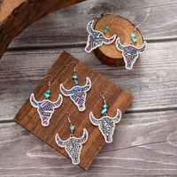 1 Pair Simple Style Classic Style Color Block Printing Pu Leather Zinc Alloy Drop Earrings main image 1