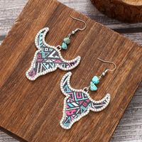 1 Pair Simple Style Classic Style Color Block Printing Pu Leather Zinc Alloy Drop Earrings main image 3