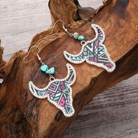 1 Pair Simple Style Classic Style Color Block Printing Pu Leather Zinc Alloy Drop Earrings main image 4