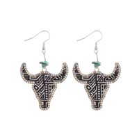 1 Pair Simple Style Classic Style Color Block Printing Pu Leather Zinc Alloy Drop Earrings sku image 1