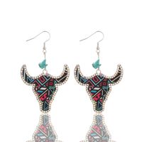 1 Pair Simple Style Classic Style Color Block Printing Pu Leather Zinc Alloy Drop Earrings main image 5