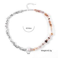 Bohemian Colorful Natural Stone Copper Beaded Silver Plated Women's Necklace sku image 4