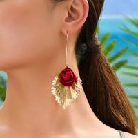 1 Pair Simple Style Classic Style Flower Patchwork Alloy Drop Earrings main image 1