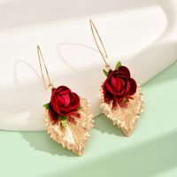 1 Pair Simple Style Classic Style Flower Patchwork Alloy Drop Earrings main image 3