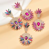 1 Pair Retro Color Block Inlay Alloy Zircon Drop Earrings main image 3