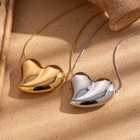 304 Stainless Steel 18K Gold Plated French Style Simple Style Heart Shape Earrings Necklace main image 7