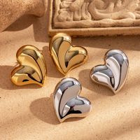 304 Stainless Steel 18K Gold Plated French Style Simple Style Heart Shape Earrings Necklace main image 10
