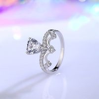 Sterling Silver Simple Style Classic Style Heart Shape Crown Inlay Moissanite Rings main image 6