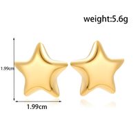 304 Stainless Steel 18K Gold Plated French Style Simple Style Star Earrings Necklace main image 5