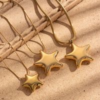304 Stainless Steel 18K Gold Plated French Style Simple Style Star Earrings Necklace main image 9