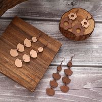 1 Pair Preppy Style Simple Style Sector Flower Patchwork Wood Iron Drop Earrings main image video