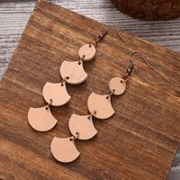 1 Pair Preppy Style Simple Style Sector Flower Patchwork Wood Iron Drop Earrings main image 3