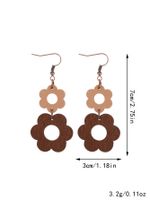 1 Pair Preppy Style Simple Style Sector Flower Patchwork Wood Iron Drop Earrings main image 2