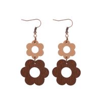 1 Pair Preppy Style Simple Style Sector Flower Patchwork Wood Iron Drop Earrings main image 5