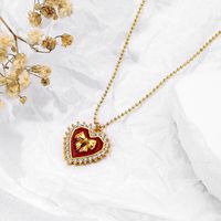 Copper 18K Gold Plated Simple Style Classic Style Plating Inlay Heart Shape Bow Knot Zircon Pendant Necklace main image 5