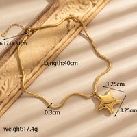 Acero Inoxidable 304 Chapados en oro de 18k Estilo Francés Estilo Simple Estrella Aretes Collar sku image 9