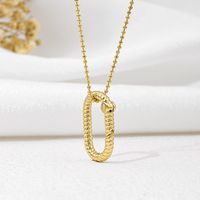 304 Stainless Steel 18K Gold Plated Rock Tropical Plating Geometric Pendant Necklace main image 2
