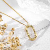 304 Stainless Steel 18K Gold Plated Rock Tropical Plating Geometric Pendant Necklace main image 1