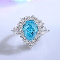 Sterling Silber Einfacher Stil Wassertropfen Einfarbig Inlay Diamant Mit Hohem Kohlenstoffgehalt Ringe main image 3