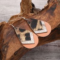 1 Pair Casual Simple Style Classic Style Color Block Printing Pu Leather Drop Earrings main image 4